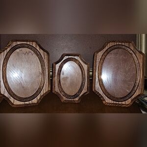 Vintage Set of 3 Wood Oval Photo Frame Boho Rustic Minimalist Natural Cabincore